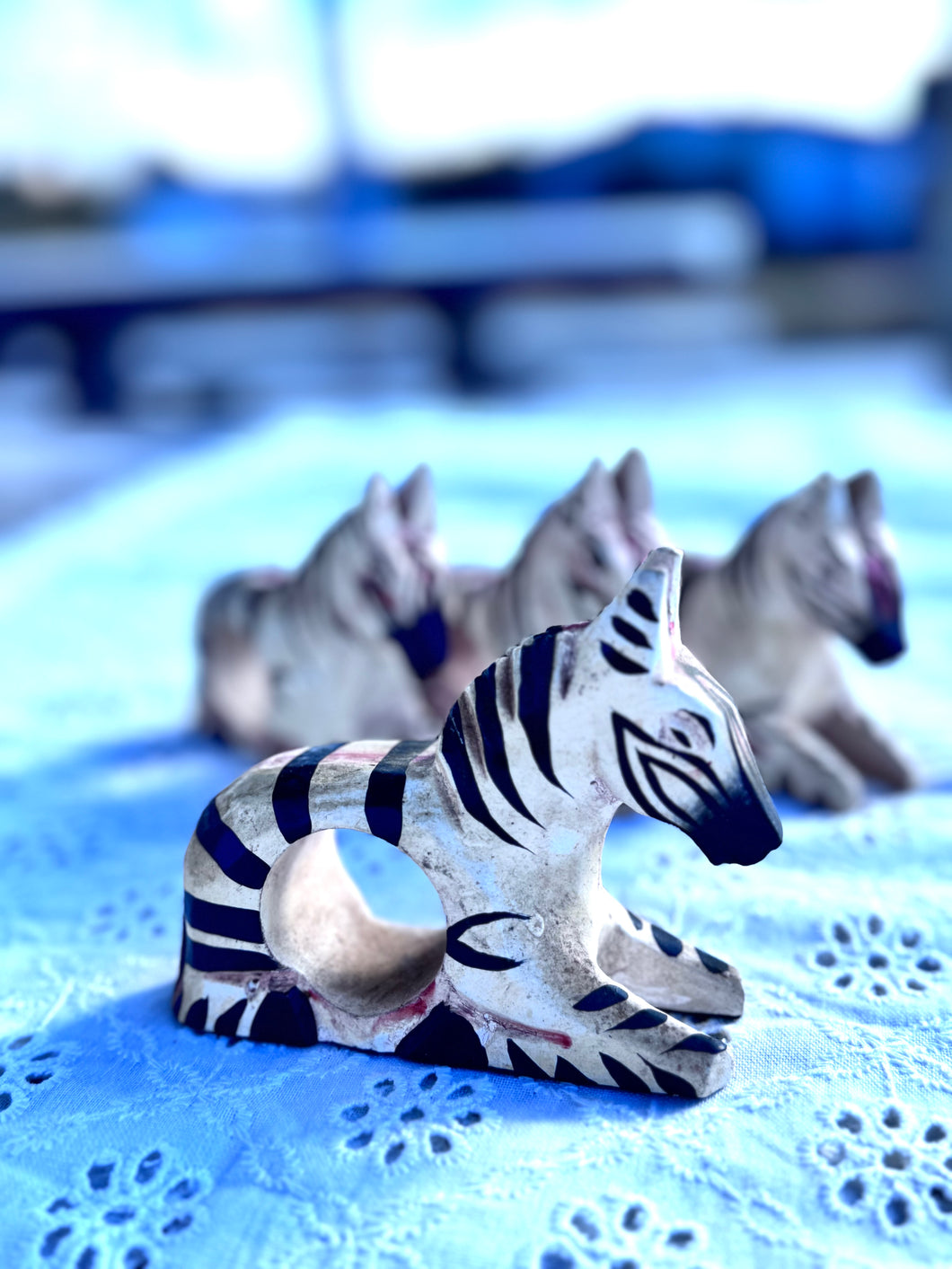 WOODEN ZEBRA NAPKIN RINGS